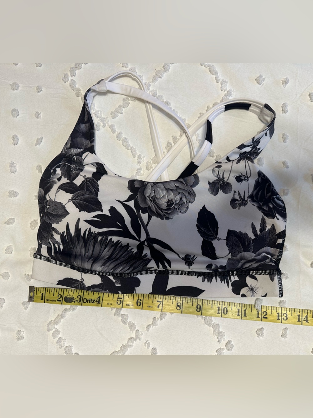 Lululemon Energy Bra Brisk Bloom Black White Flora